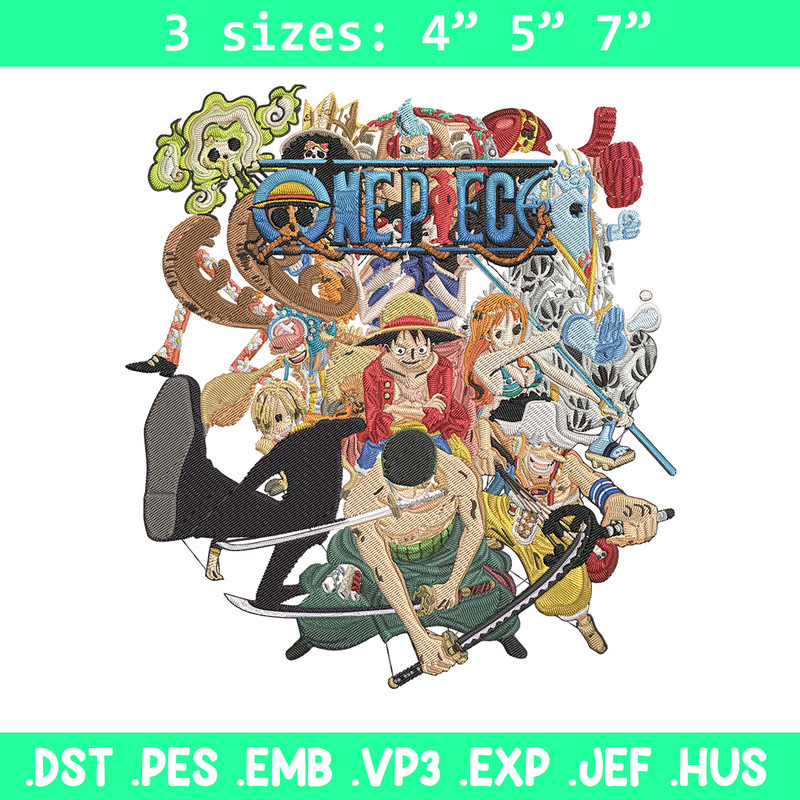 Luffy team Embroidery Design, One piece Embroidery, Embroidery File, Anime Embroidery, Anime shirt, Digital download.jpg