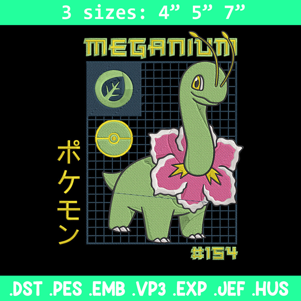 Meganium poster Embroidery Design, Pokemon Embroidery, Embroidery File, Anime Embroidery, Anime shirt, Digital download.jpg