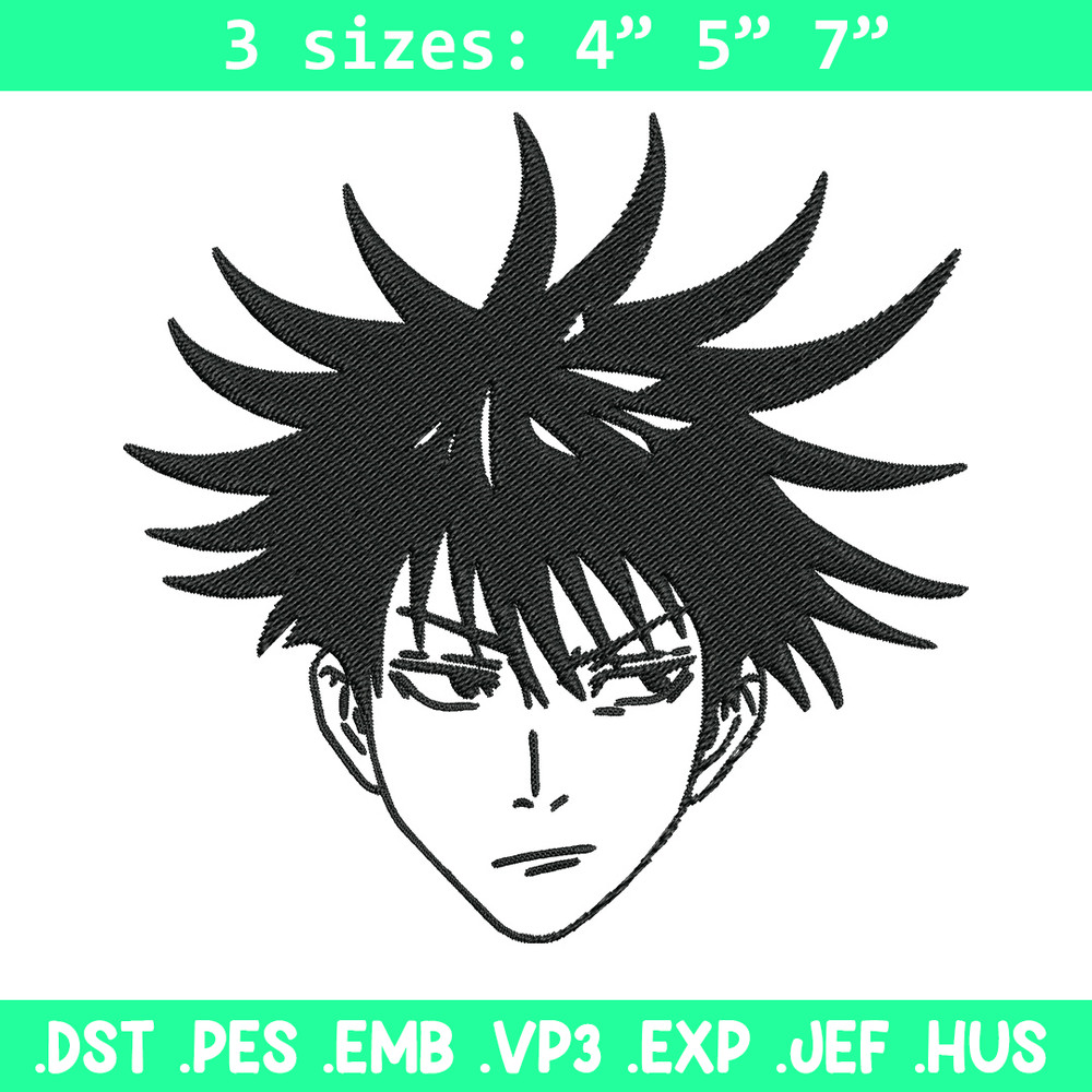 Megumi face Embroidery Design, Jujutsu Embroidery, Embroidery File, Anime Embroidery, Anime shirt, Digital download.jpg