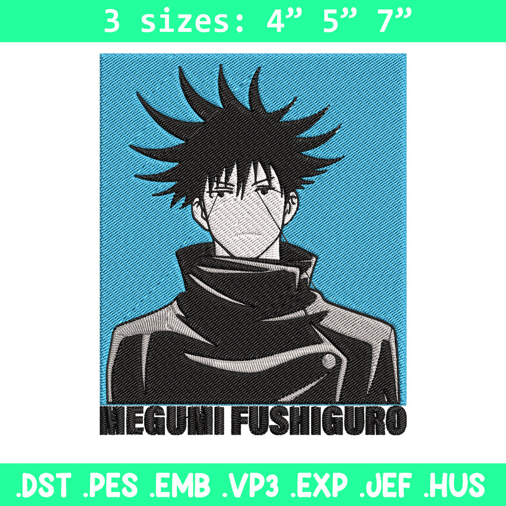 Megumi poster Embroidery Design, Jujutsu Embroidery, Embroidery File, Anime Embroidery, Anime shirt, Digital download.jpg