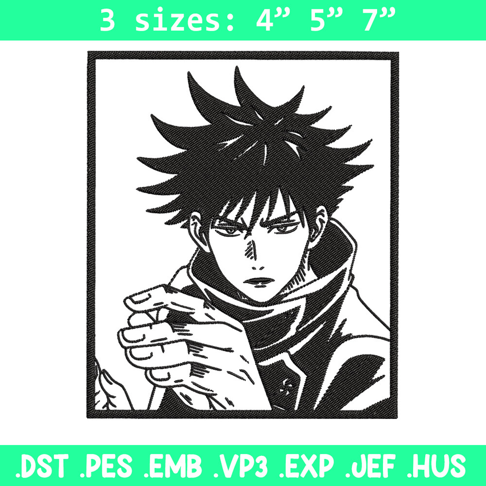 Megumi rectangle Embroidery Design, Jujutsu Embroidery, Embroidery File, Anime Embroidery, Anime shirt,Digital download.jpg