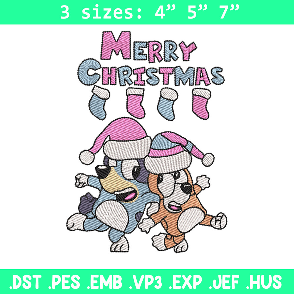 Merry chrismas embroidery design, Bluey embroidery, Chrismas design, Embroidery file, Embroidery shirt, Digital download.jpg