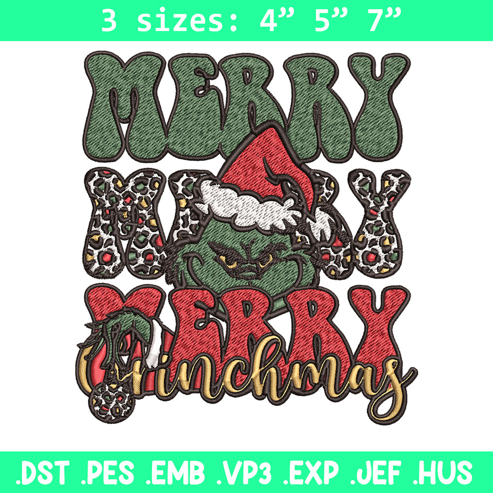 Merry Christmas Grinch Embroidery design, Grinch christmas Embroidery, logo design, Embroidery File, Instant download.jpg