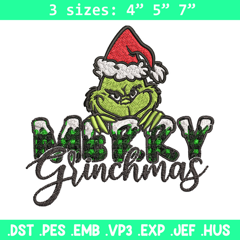 Merry Grinch Embroidery design, Grinch Merry Christmas Embroidery, Grinch design, Embroidery File, Digital download..jpg