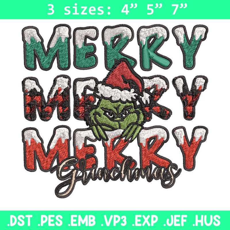 Merry Grinch logo Embroidery design, Grinch Christmas Embroidery, Grinch design, Embroidery File, Digital download..jpg