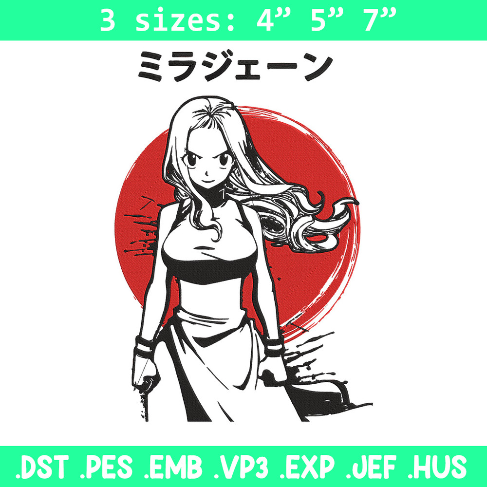 Mirajane Embroidery Design, Fairy Tail Embroidery, Embroidery File, Anime Embroidery, Anime shirt, Digital download.jpg