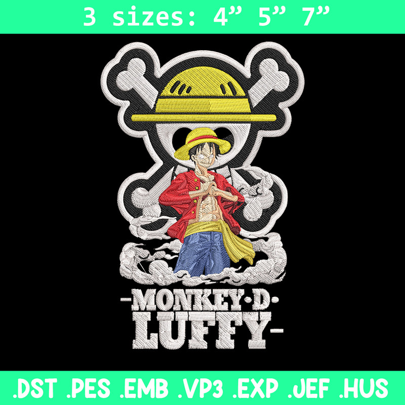 Monkey D Luffy Embroidery Design,One piece Embroidery, Embroidery File, Anime Embroidery, Anime shirt, Digital download.jpg
