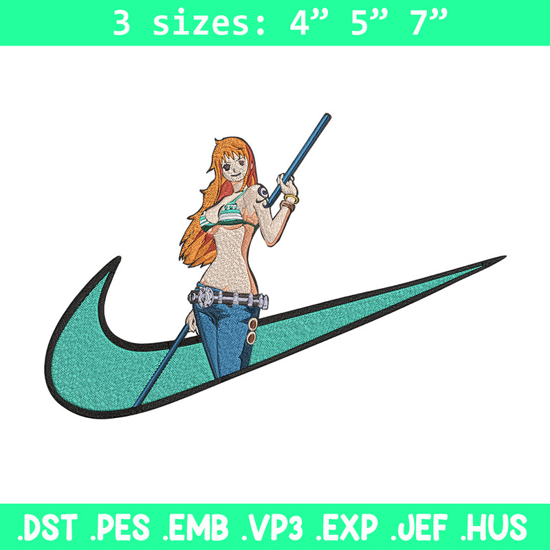Nami x nike Embroidery Design, One piece Embroidery, Embroidery File, Nike Embroidery, Anime shirt, Digital download.jpg