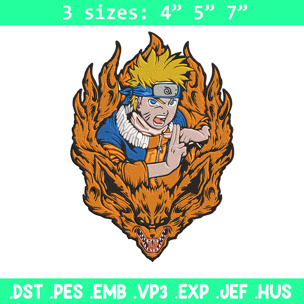 Naruto kurama Embroidery Design, Naruto Embroidery, Embroidery File, Anime Embroidery, Anime shirt, Digital download.jpg