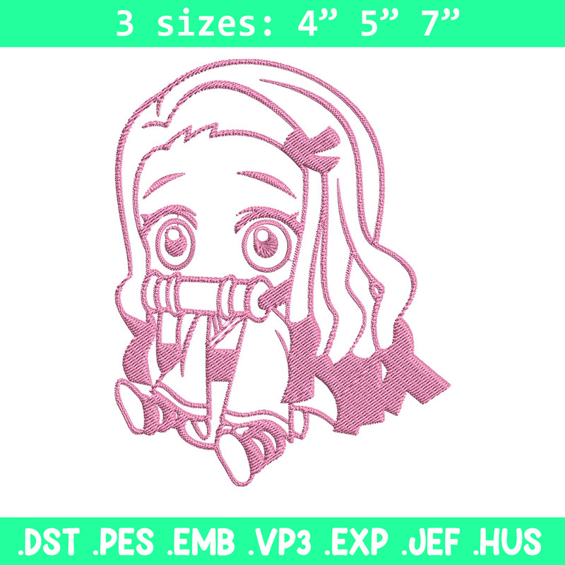 Nezuko chibi Embroidery Design, Demon slayer Embroidery, Embroidery File, Anime Embroidery, Digital download..jpg