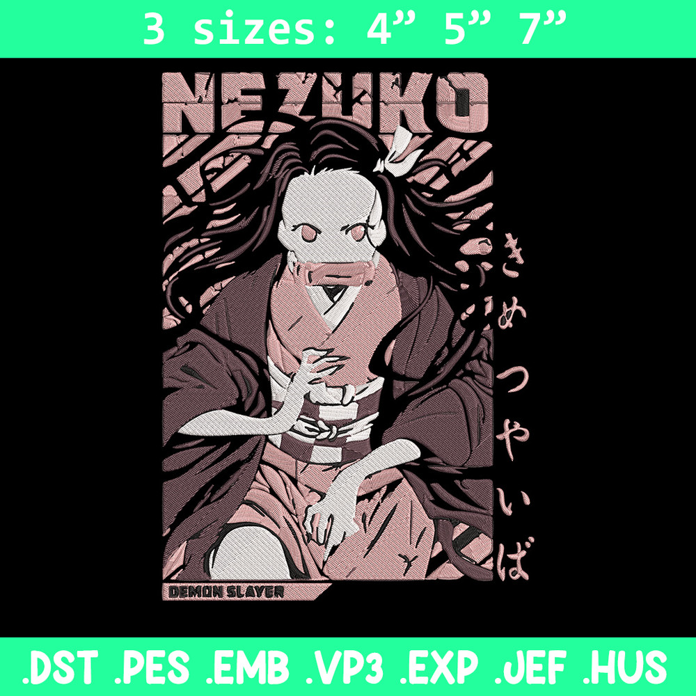 Nezuko poster Embroidery Design, Demon slayer Embroidery, Embroidery File, Anime Embroidery, Digital download..jpg