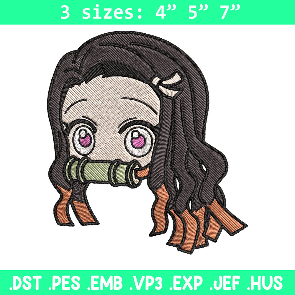 Nezuko sticker Embroidery Design, Demon slayer Embroidery, Embroidery File, Anime Embroidery, Digital download.jpg