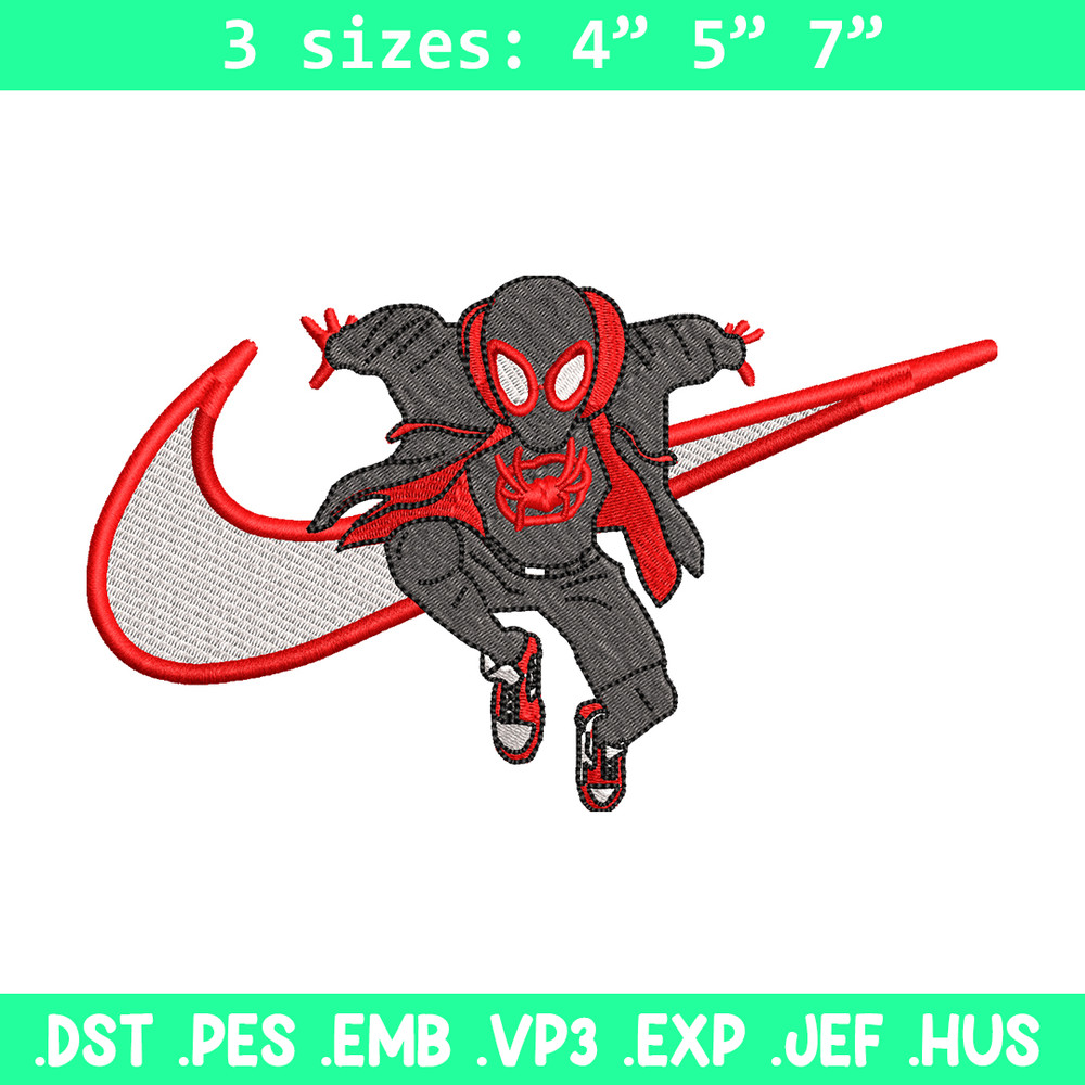 Nike Black Spiderman embroidery design, Black Spiderman embroidery, Nike design, movie design, Digital download.jpg