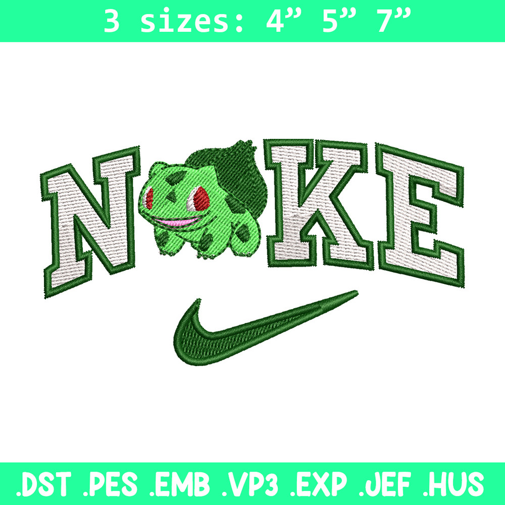 Nike bulbasaur embroidery design, Pokemon embroidery, Nike design, Embroidery shirt, Embroidery file,Digital download.jpg