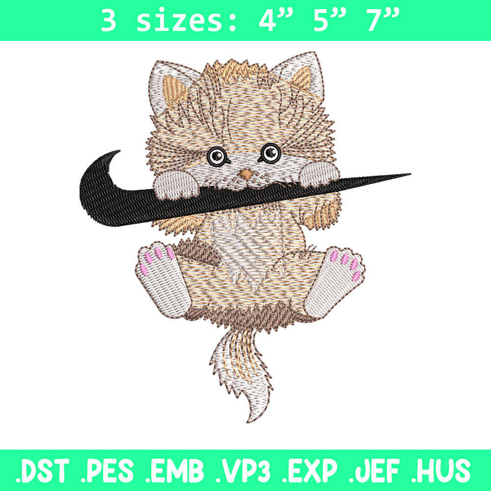 Nike cat cute embroidery design, Cat embroidery, Nike design, Embroidery shirt, Embroidery file, Digital download.jpg