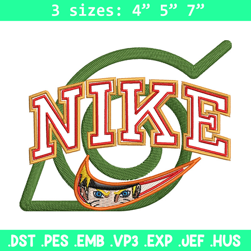 Nike konoha logo embroidery design, Naruto embroidery, Nike design,Embroidery shirt, Embroidery file, Digital download.jpg