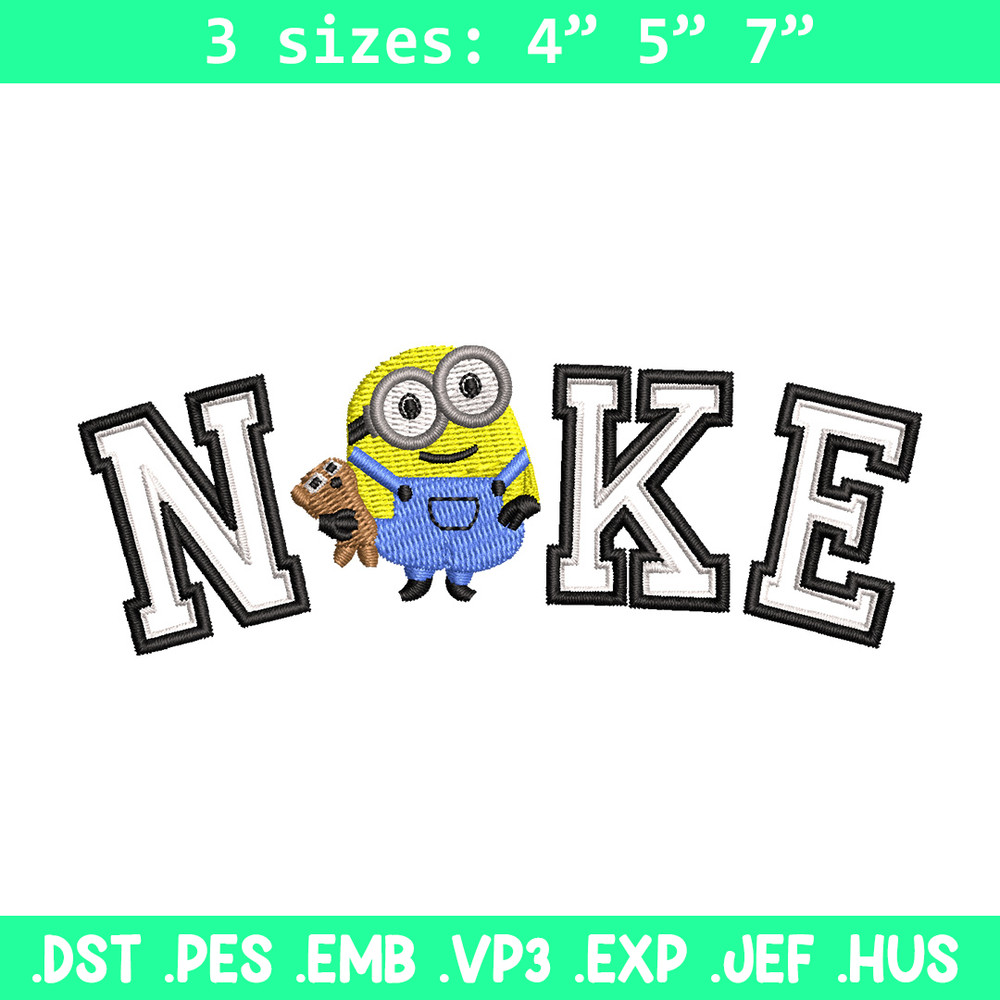 Nike minion embroidery design, Minion embroidery, Nike design, Embroidery shirt, Embroidery file, Digital download.jpg