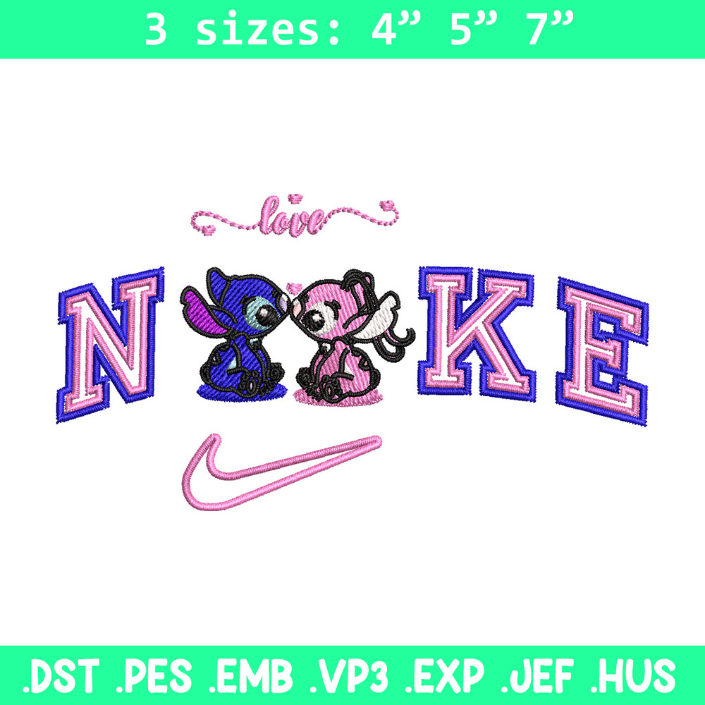 Nike stitch couple embroidery design, Stitch embroidery, Nike design, Embroidery file,Embroidery shirt, Digital download.jpg