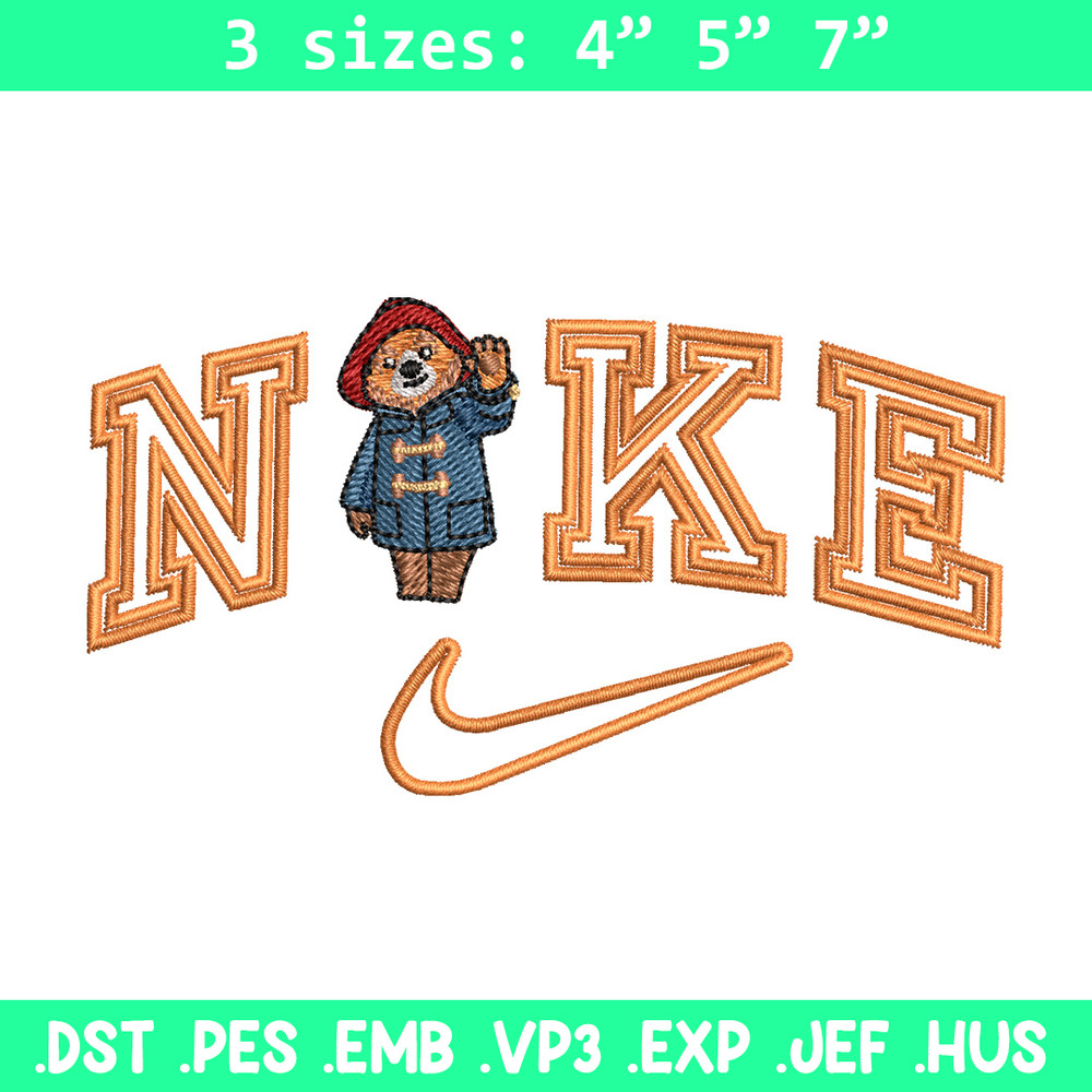 Nike x bear embroidery design, Bear embroidery, Nike design, Embroidery shirt, Embroidery file,Digital download.jpg