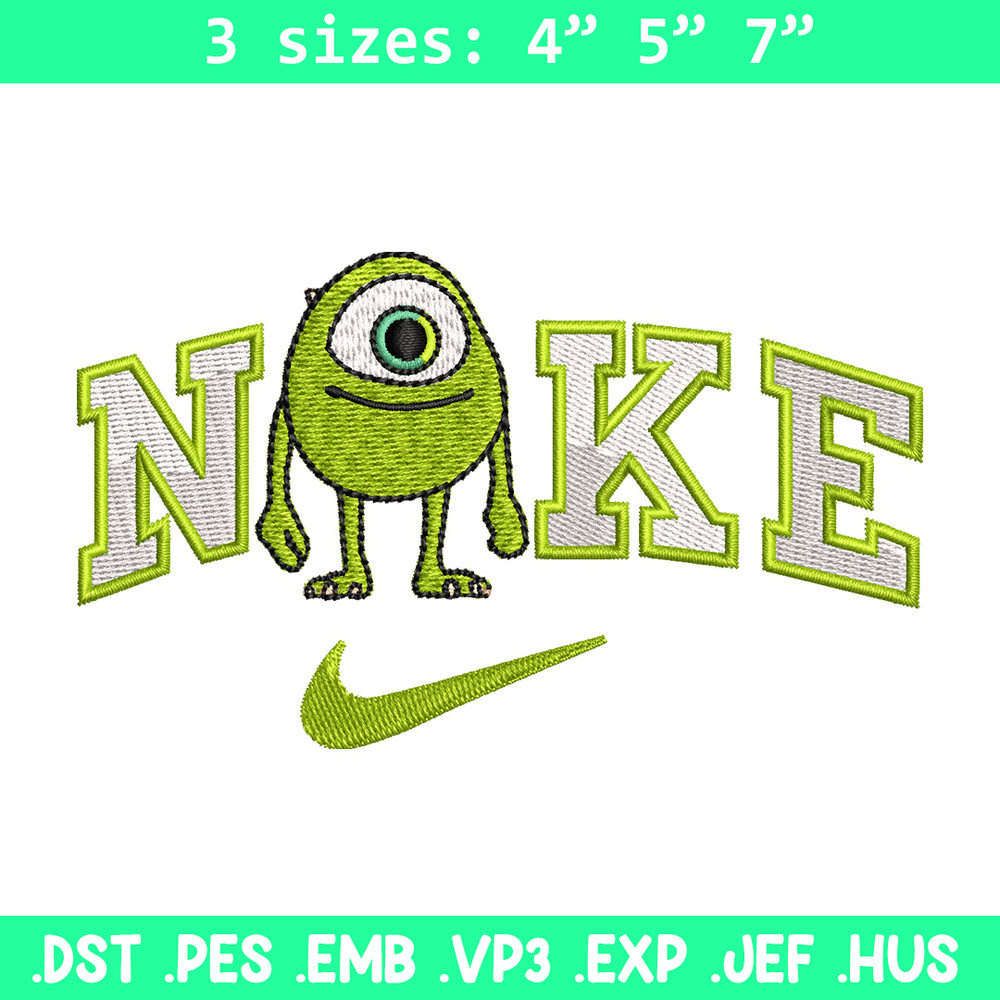 Nike x mike embroidery design, Disney monster embroidery, Nike design,Embroidery file,Embroidery shirt,Digital download.jpg