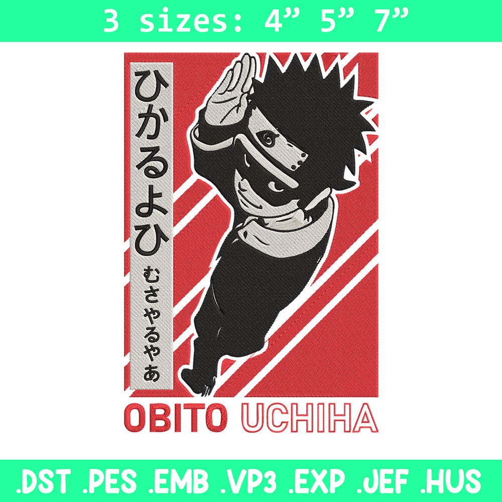 Obito uchiha Embroidery Design, Naruto Embroidery, Embroidery File, Anime Embroidery, Anime shirt, Digital download.jpg