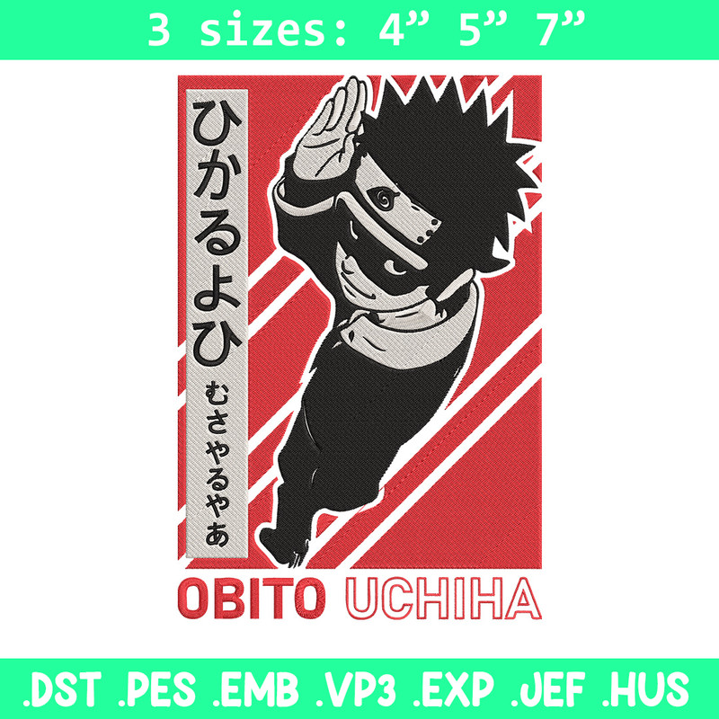 Obito uchiha Embroidery Design, Naruto Embroidery, Embroidery File, Anime Embroidery, Anime shirt, Digital download.jpg