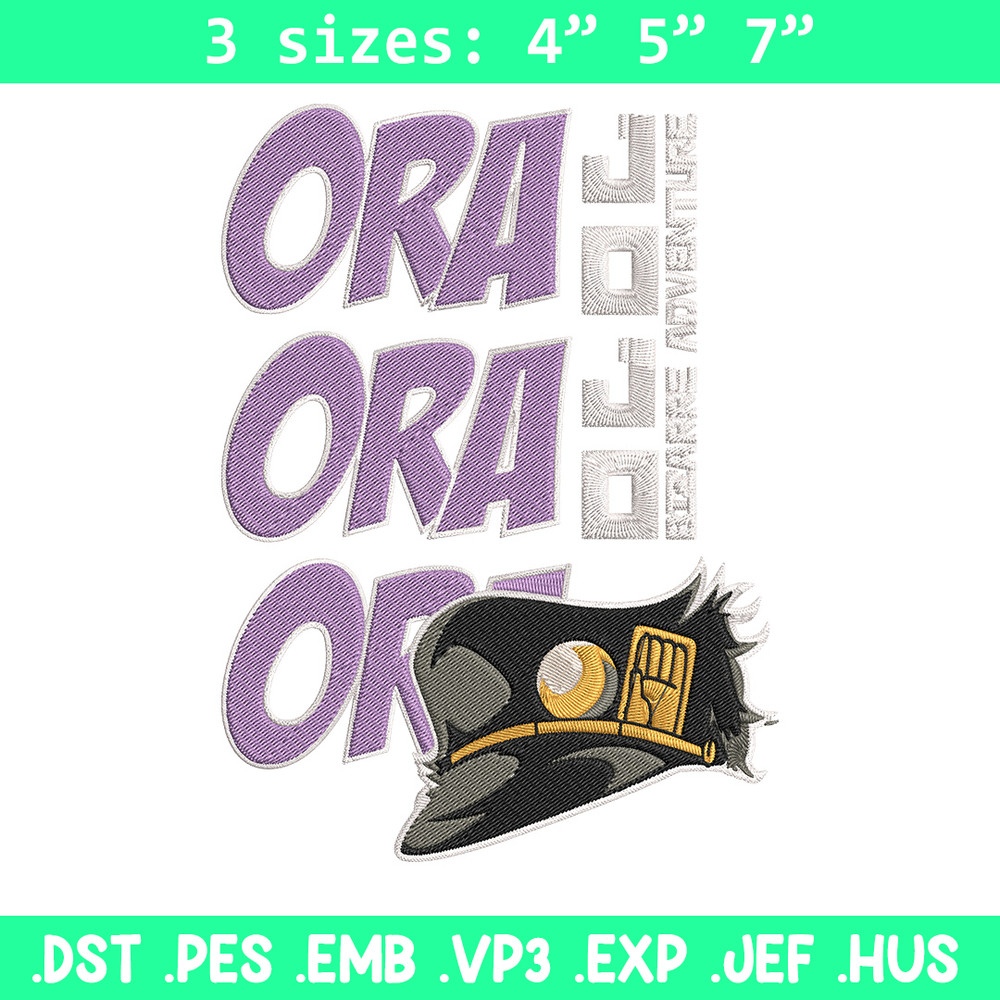 Ora Ora Ora Embroidery Design, Jojo Embroidery, Embroidery File, Anime Embroidery, Anime shirt, Digital download.jpg
