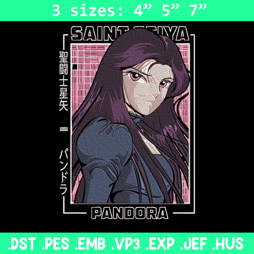 Pandora poster Embroidery Design, Saint Seiya Embroidery, Embroidery File, Anime Embroidery,Anime shirt,Digital download.jpg