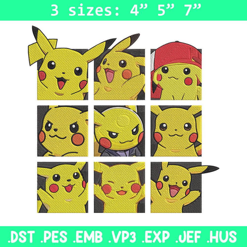 Pikachu mode Embroidery Design, Pokemon Embroidery, Embroidery File, Anime Embroidery, Anime shirt, Digital download..jpg