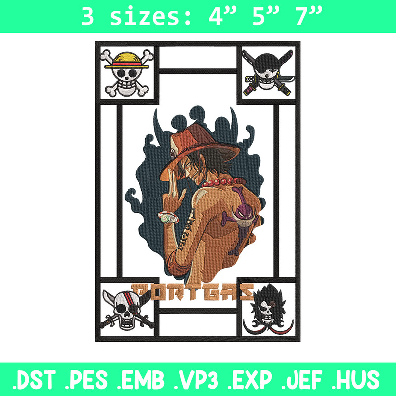 Portgas D Ace Embroidery Design, One piece Embroidery, Embroidery File, Anime Embroidery, Anime shirt, Digital download.jpg