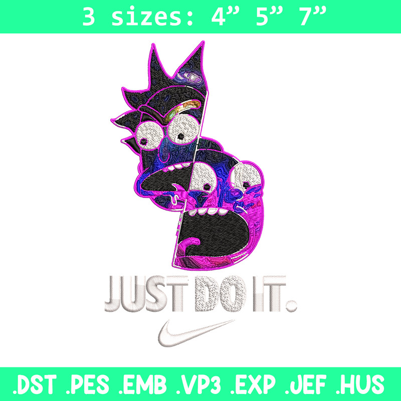 Rick and Morty x Just Rick It Embroidery design, Cartoon Embroidery, Logo Nike design, Embroidery file, Instant download.jpg