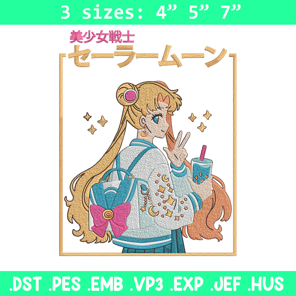 Sailor Moon Embroidery Design, Sailor Moon Embroidery, Embroidery File, Anime Embroidery, Anime shirt, Digital download.jpg