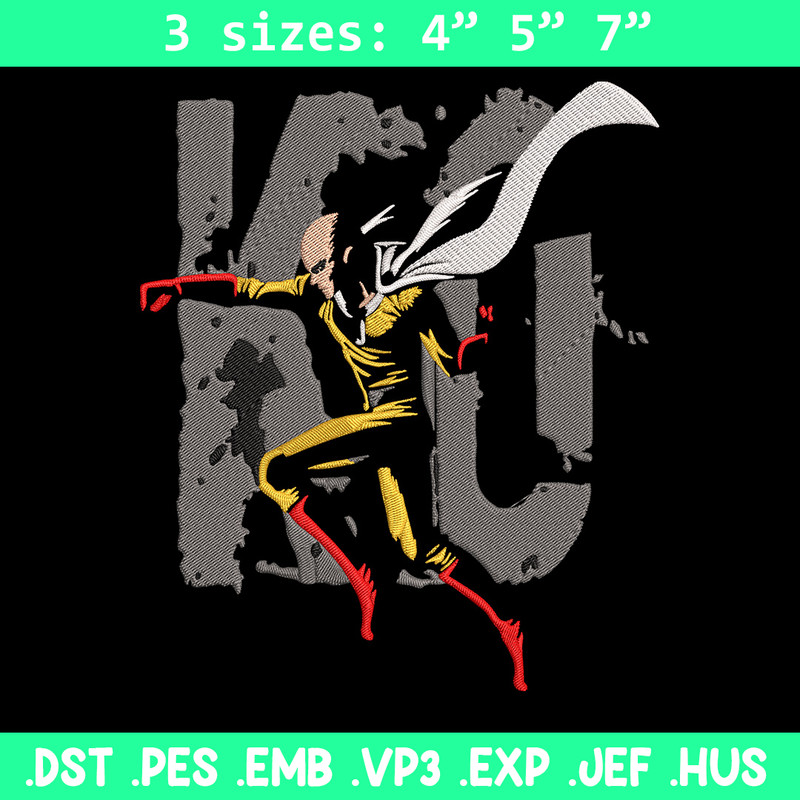 Saitama KO Embroidery Design, One punch man Embroidery,Embroidery File, Anime Embroidery, Anime shirt, Digital download.jpg