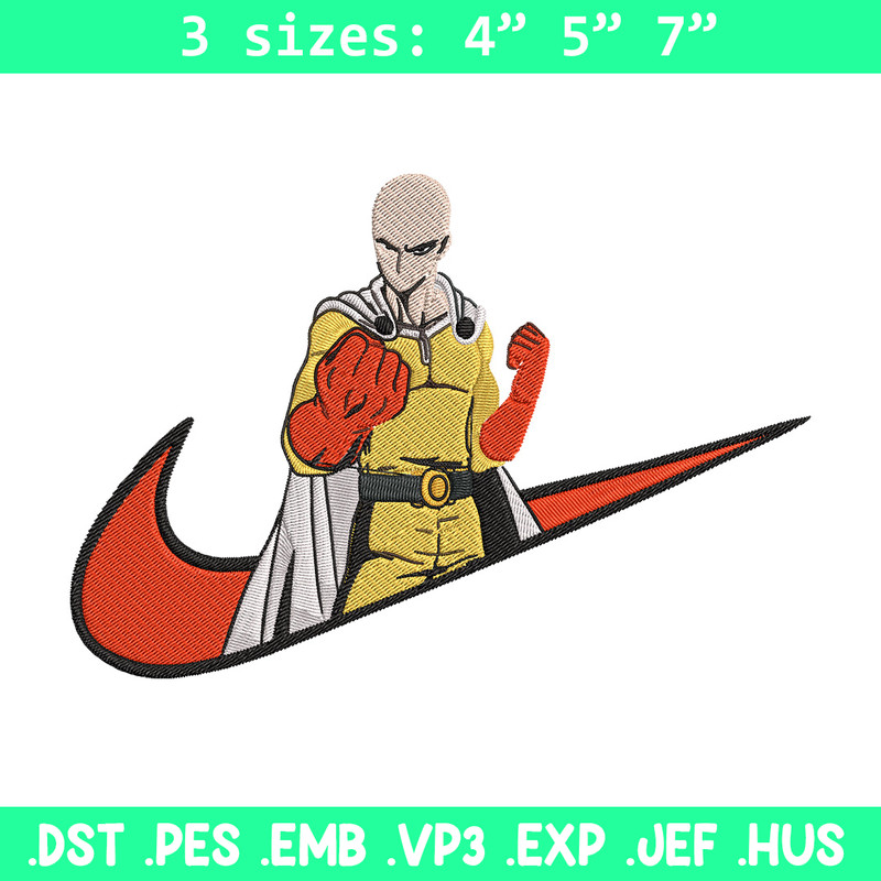 Saitama nike Embroidery Design, One punch man Embroidery, Embroidery File, Nike Embroidery,Anime shirt,Digital download.jpg