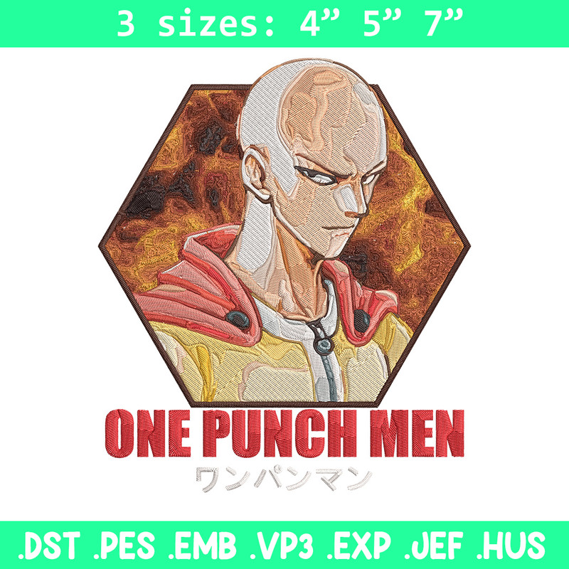 Saitama poster Embroidery Design, One punch man Embroidery, Embroidery File, Anime Embroidery, Anime shirt.jpg