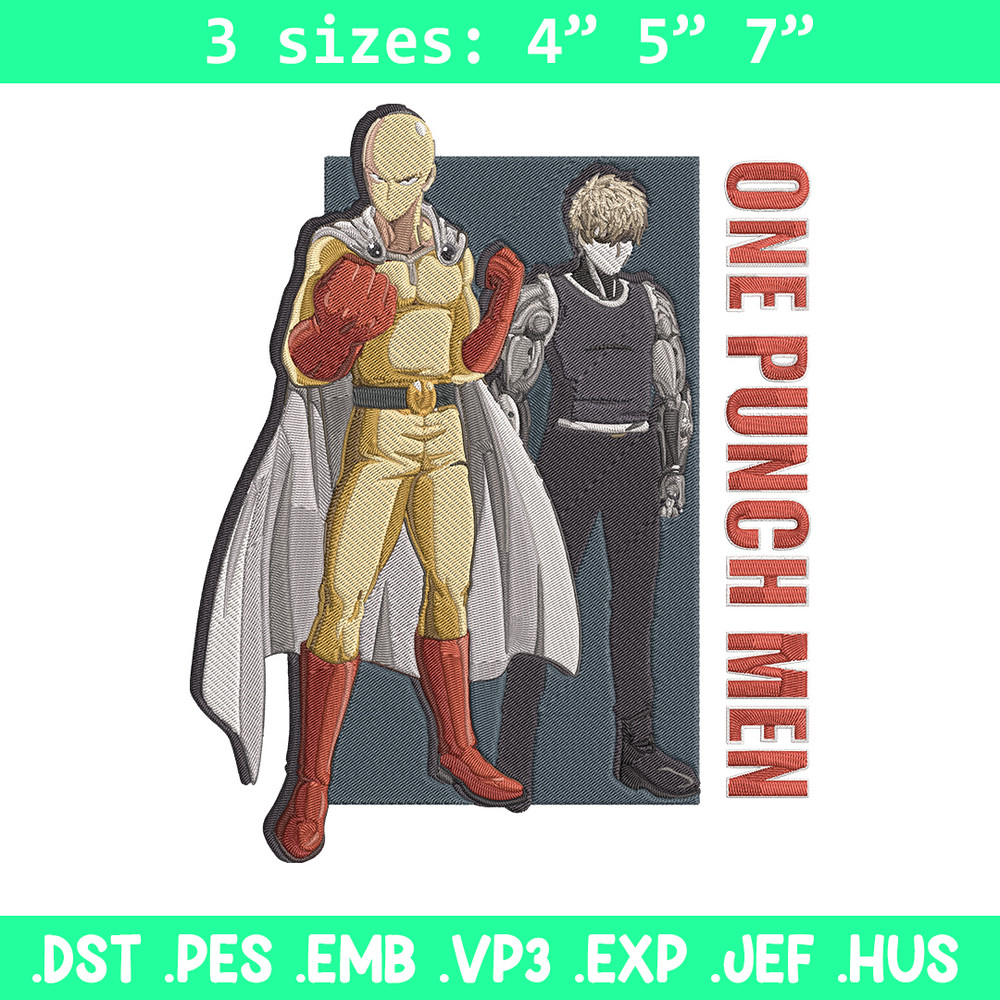 Saitama x genos Embroidery Design, One punch man Embroidery, Embroidery File, Anime Embroidery, Anime shirt.jpg