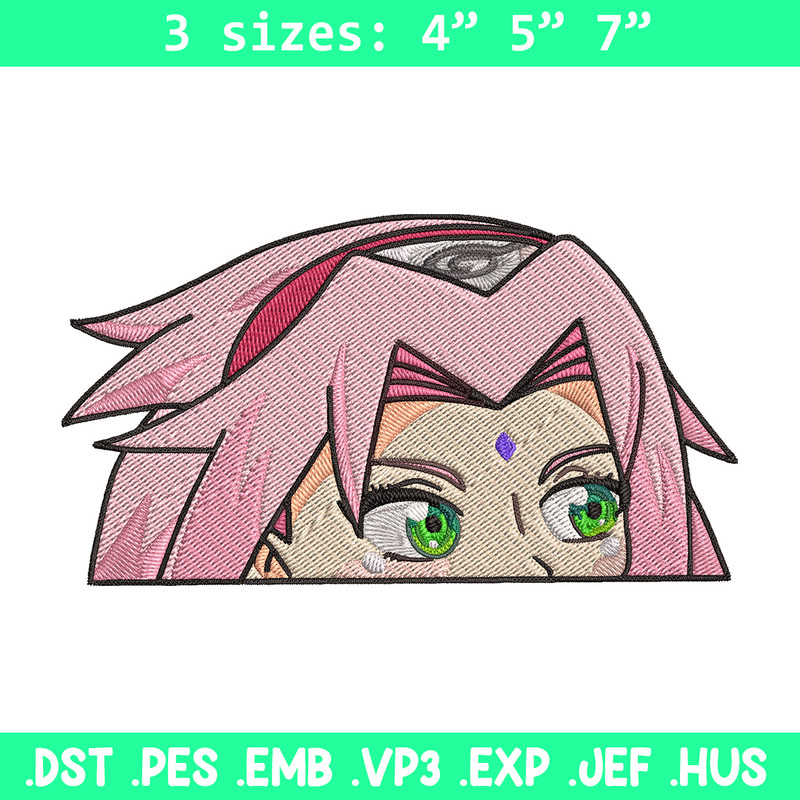 Sakura Peeker Embroidery Design, Naruto Embroidery, Embroidery File, Anime Embroidery, Anime shirt, Digital download.jpg