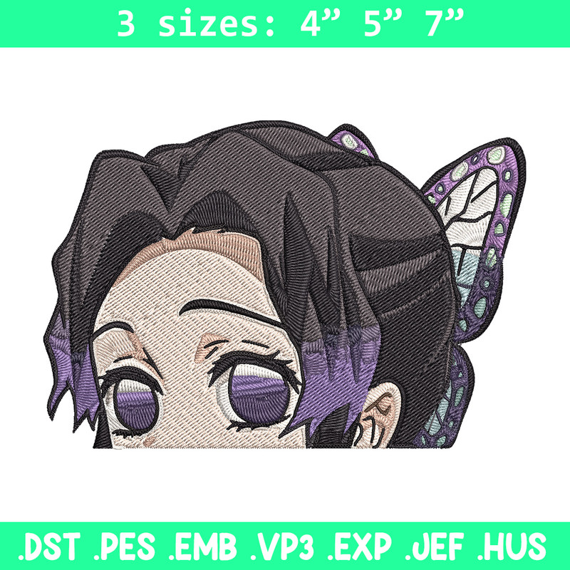 Shinobu Peeker Embroidery Design, Demon slayer Embroidery, Embroidery File, Anime Embroidery, Digital download.jpg
