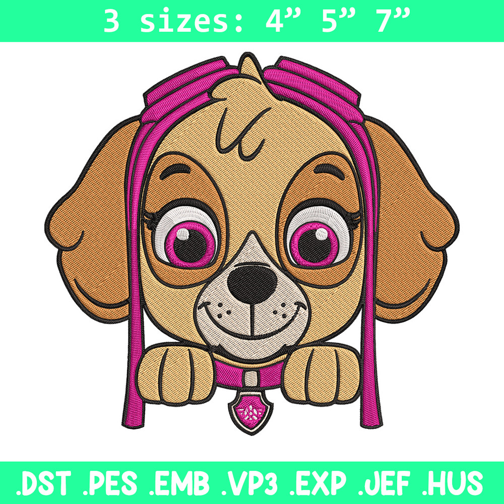 Skye dog Embroidery Design, Paw patrol Embroidery, Embroidery File, Anime Embroidery, Anime shirt, Digital download.jpg