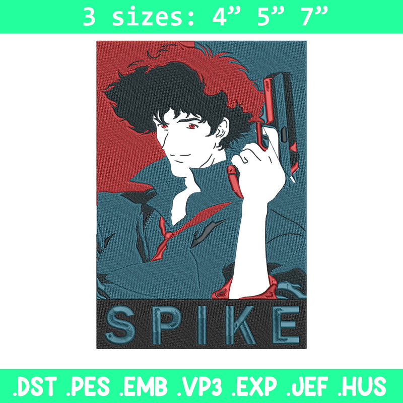 Spike poster Embroidery Design, Cowboy bebop Embroidery, Embroidery File, Anime Embroidery,Anime shirt,Digital download.jpg