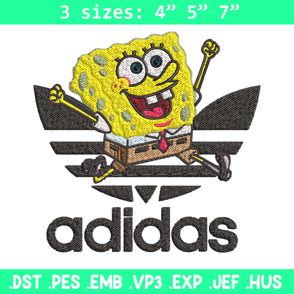 Spongebob adidas Embroidery Design, Adidas Embroidery, Embroidery File, Brand Embroidery, Logo shirt, Digital download.jpg