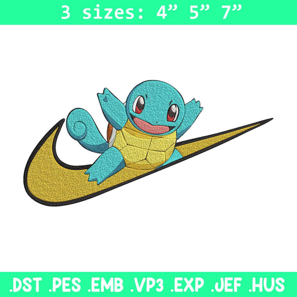 Squirtle x nike Embroidery Design, Pokemon Embroidery, Embroidery File, Nike Embroidery, Anime shirt, Digital download.jpg