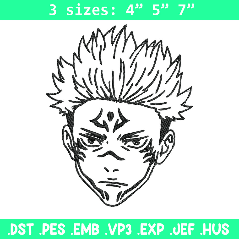 Sukuna Face Embroidery Design, Jujutsu Embroidery, Embroidery File, Anime Embroidery, Anime shirt, Digital download.jpg
