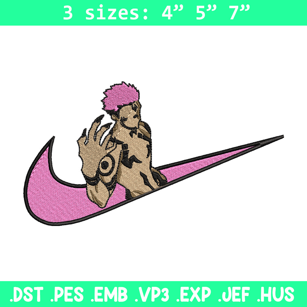 Sukuna Nike embroidery design, Jujutsu kaisen embroidery, Nike design, anime design, anime shirt, Digital download.jpg
