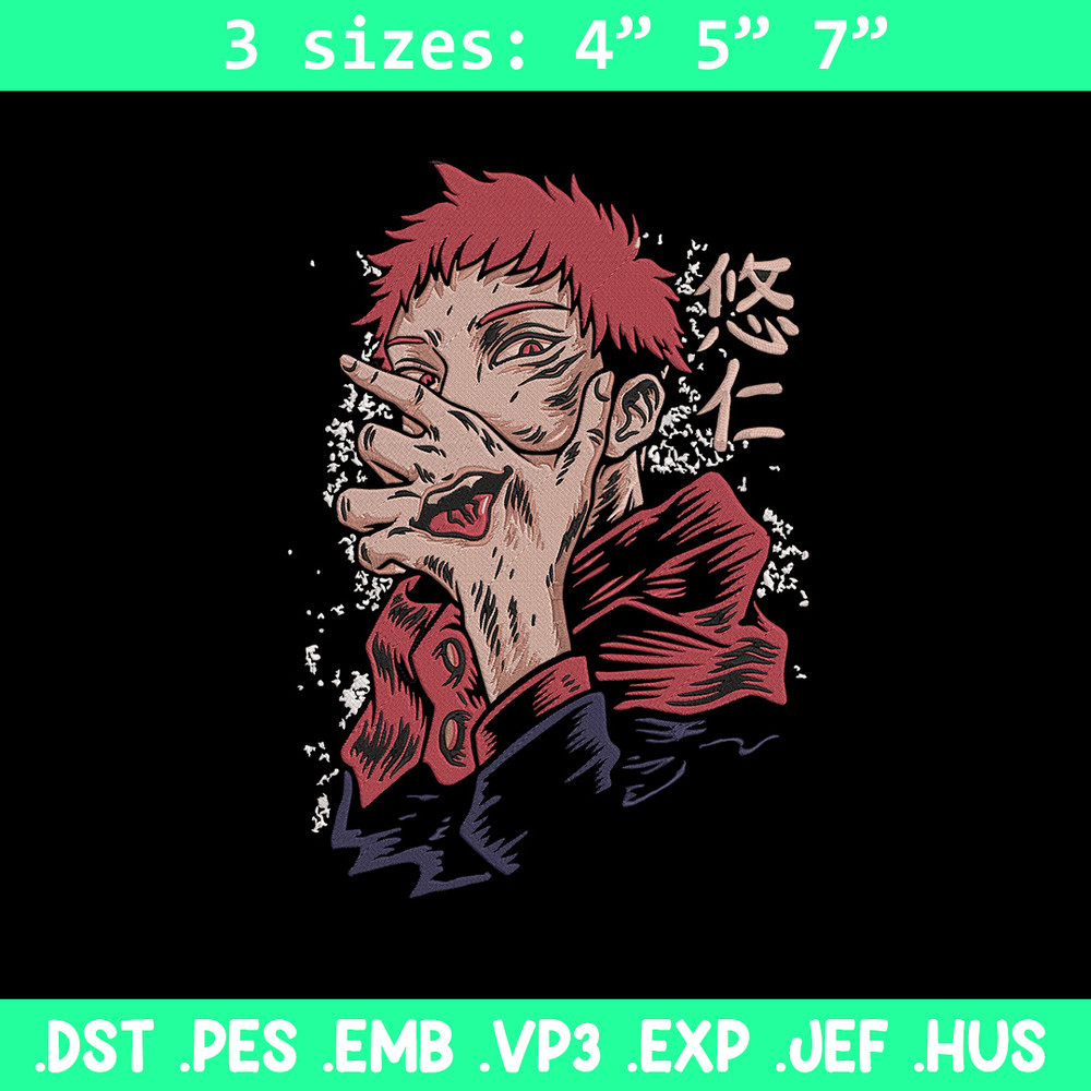 Sukuna poster Embroidery Design, Jujutsu Embroidery,Embroidery File, Anime Embroidery, Anime shirt, Digital download..jpg