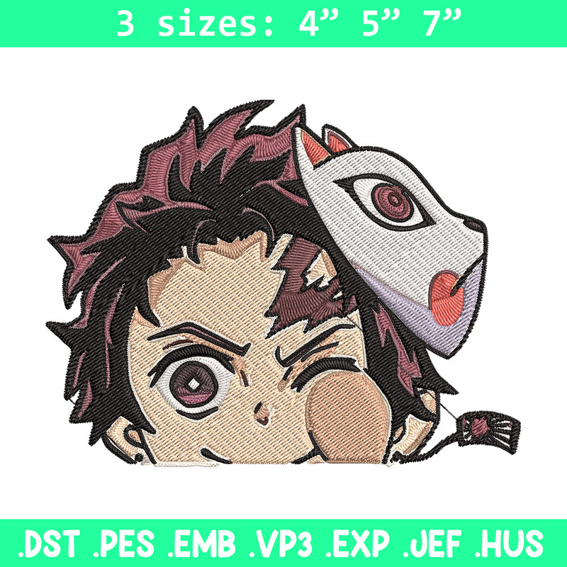 Tanjiro Peeker Embroidery Design, Demon slayer Embroidery, Embroidery File, Anime Embroidery, Digital download..jpg