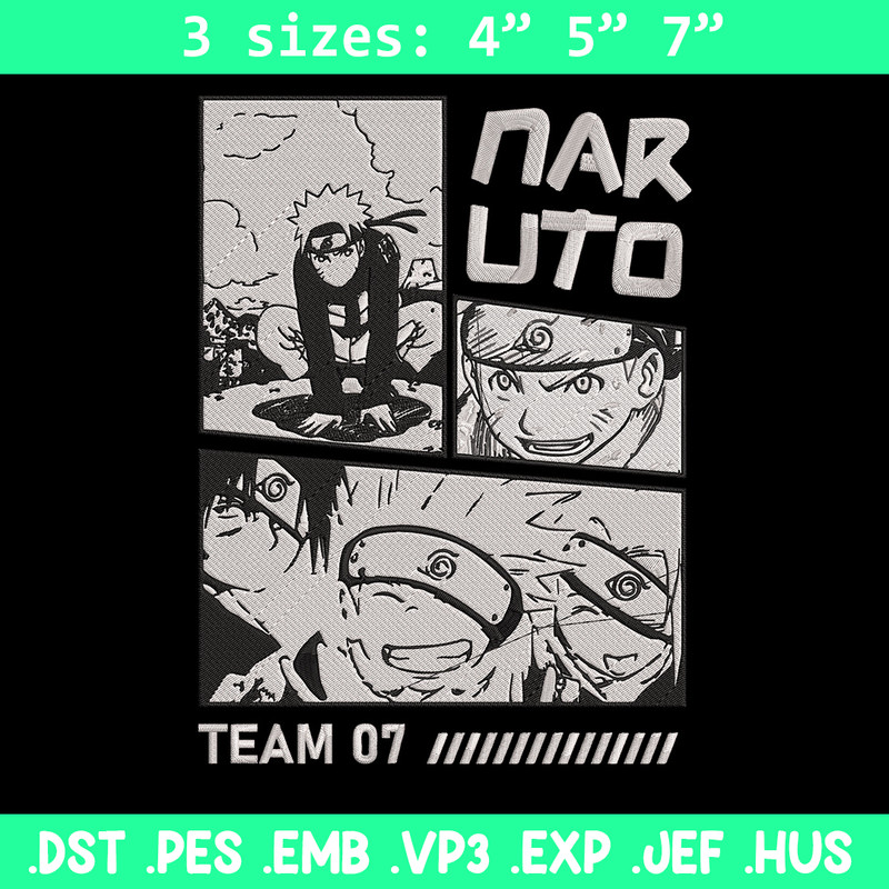 Team 07 naruto Embroidery Design, Naruto Embroidery, Embroidery File, Anime Embroidery, Anime shirt, Digital download.jpg