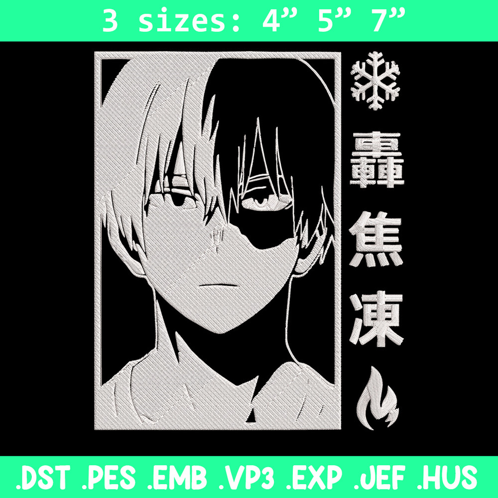 Todoroki Shouto Embroidery Design, Mha Embroidery, Embroidery File, Anime Embroidery, Anime shirt,Digital download..jpg