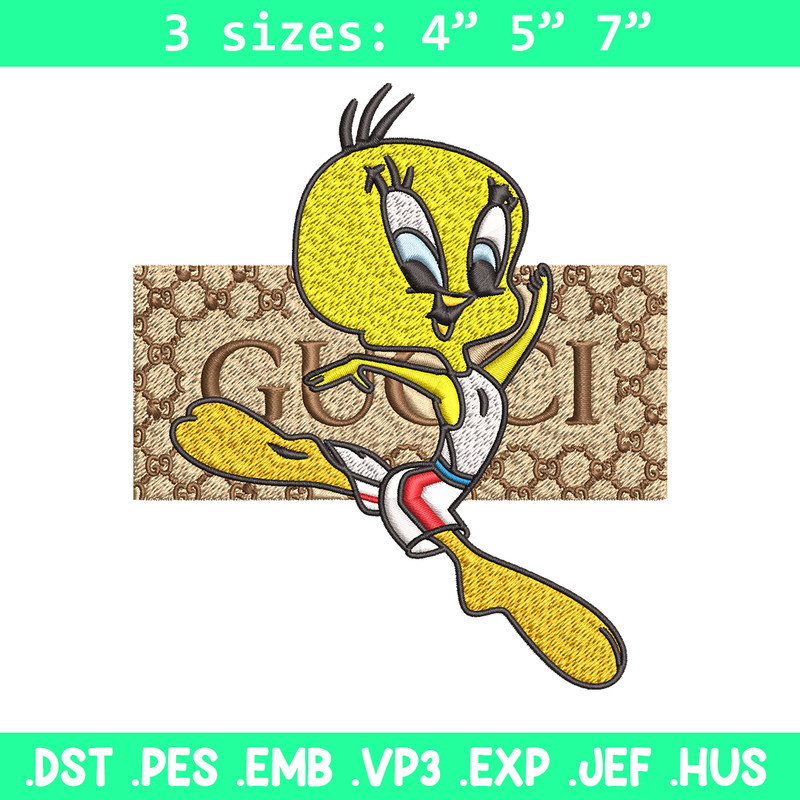 Tweety Gucci Embroidery design, Tweety Gucci cartoon Embroidery, cartoon design, Embroidery File, Digital download..jpg