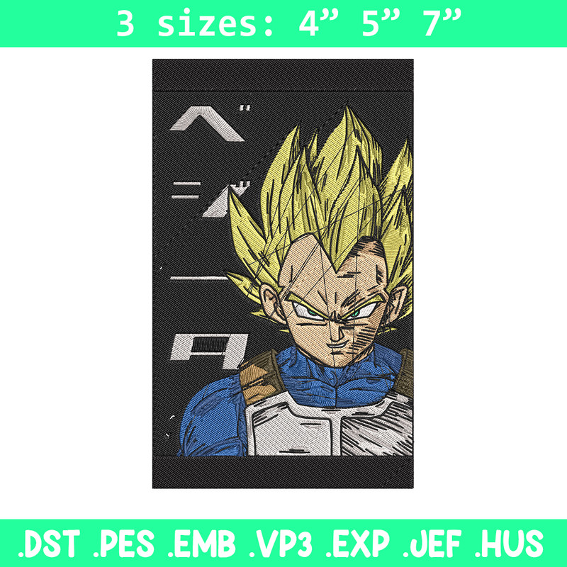 Vegeta poster Embroidery Design, Dragonball Embroidery, Embroidery File,Anime Embroidery, Anime shirt, Digital download.jpg